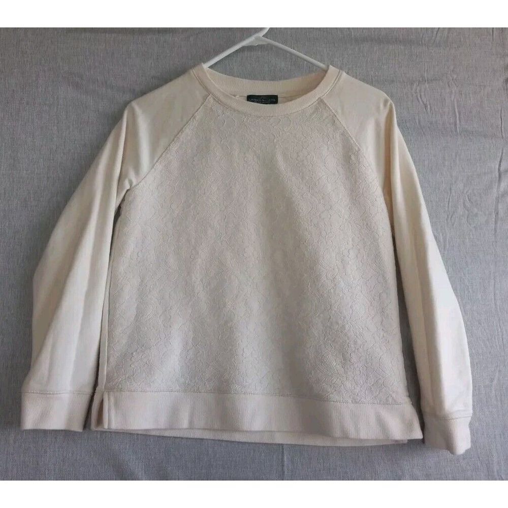 Vintage‎ Lauren Ralph LRL Women Medium Pullover Floral Long-sleeve Beige Sweater